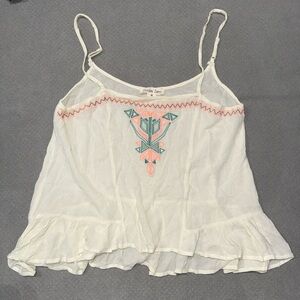 Double Zero White Embroidered Spaghetti Strap Tank Top